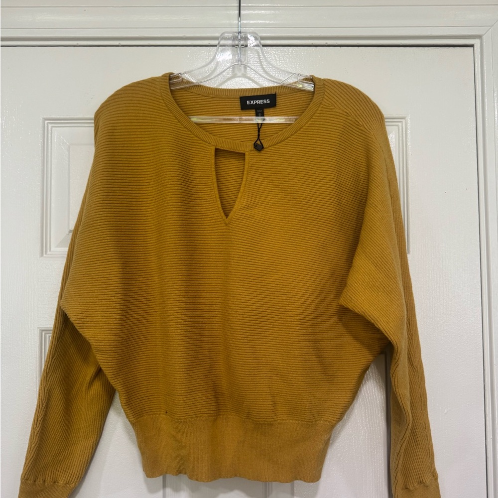 Express Yellow Crew Neck Sweater